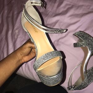 Silver block heels